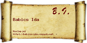 Babics Ida névjegykártya